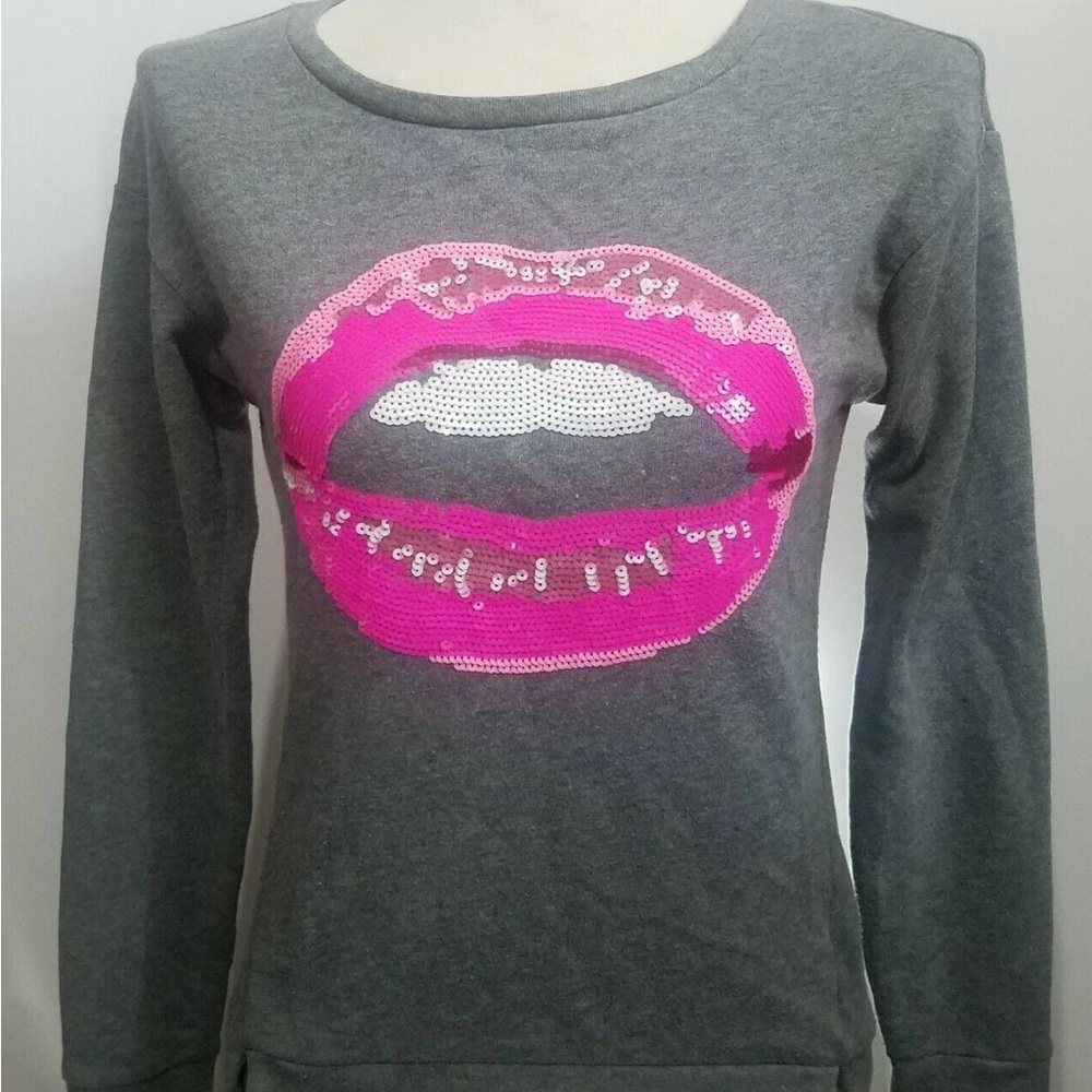 Juicy Couture Gray and Pink Graphic Long Sleeve Hoodie